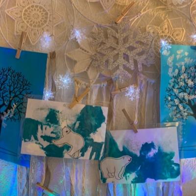 Peinture et collage d’hiver
